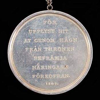 MEDALJ, silver. "Kungliga Vitterhets och historieakademin" 1810. Vikt c a14g.