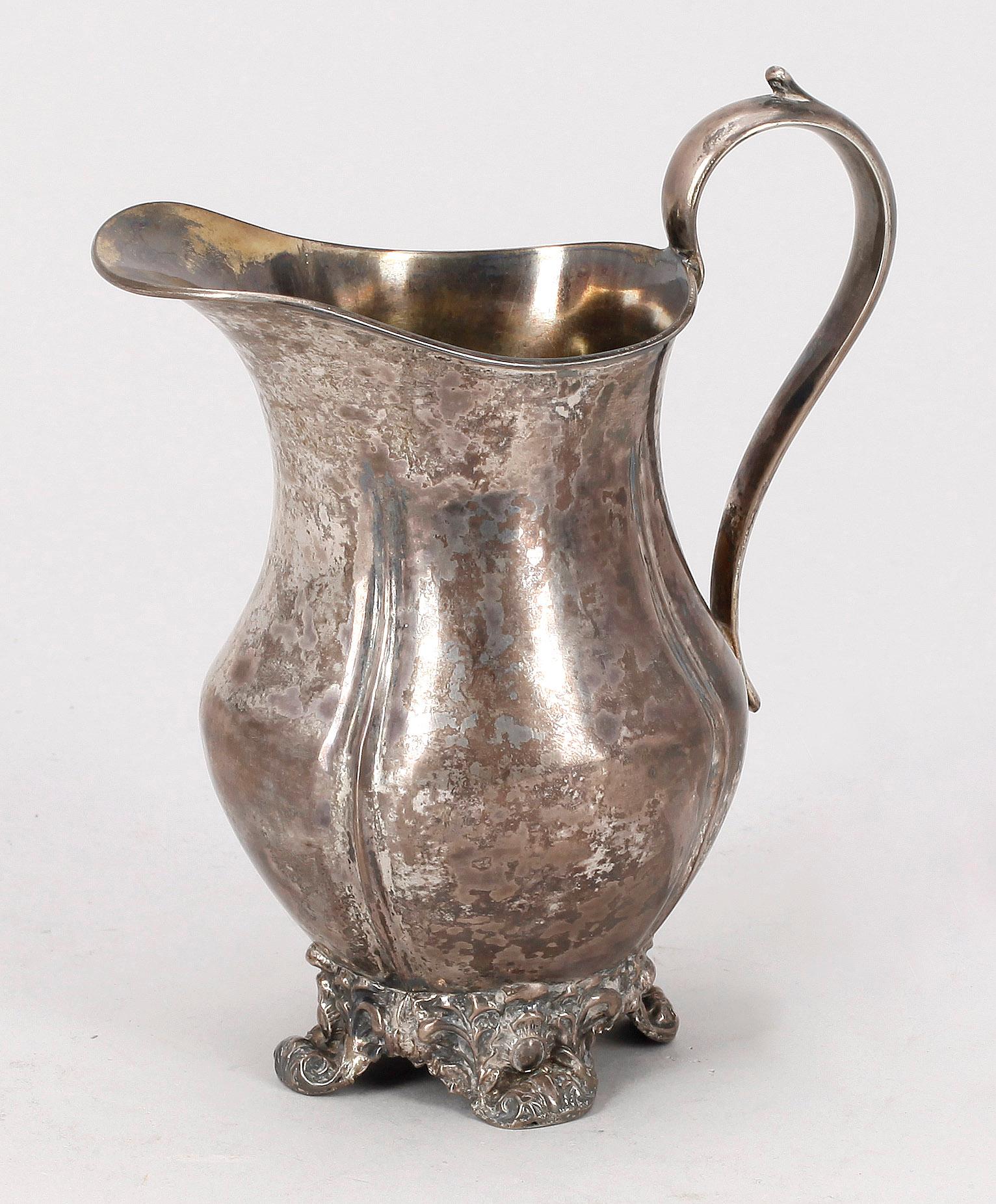 GRÄDDKANNA, silver, Ernst Gustaf Markström, Uppsala, 1855. Vikt ca 140g.