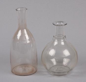 KARAFFER 2 st, glas,  1800-tal.
