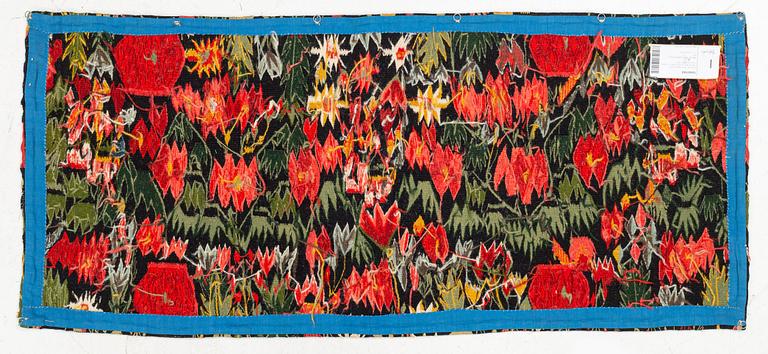 Åkdyna, "Blomstermosaik" flamskväv, ca 95,5 x 42 cm, Skåne, omkring 1800-1830.