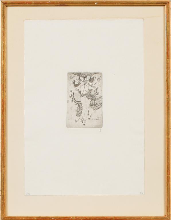 GERHARD HENNING, 8 st, etsningar, teckning samt mezzotint.