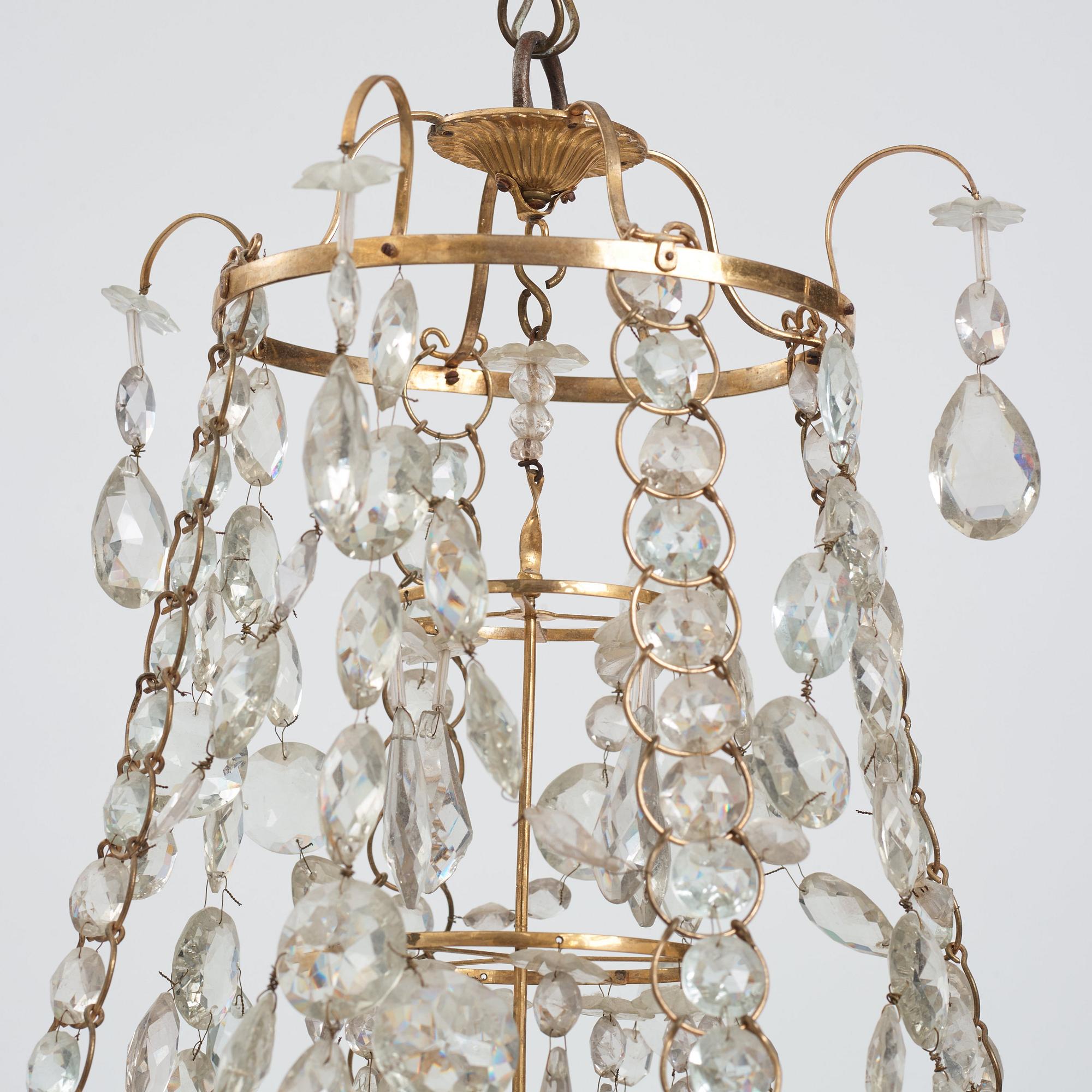 A Gustavian four-light chandelier, by O Westerberg (Stockholm circa 1769-1811), late 18th century.