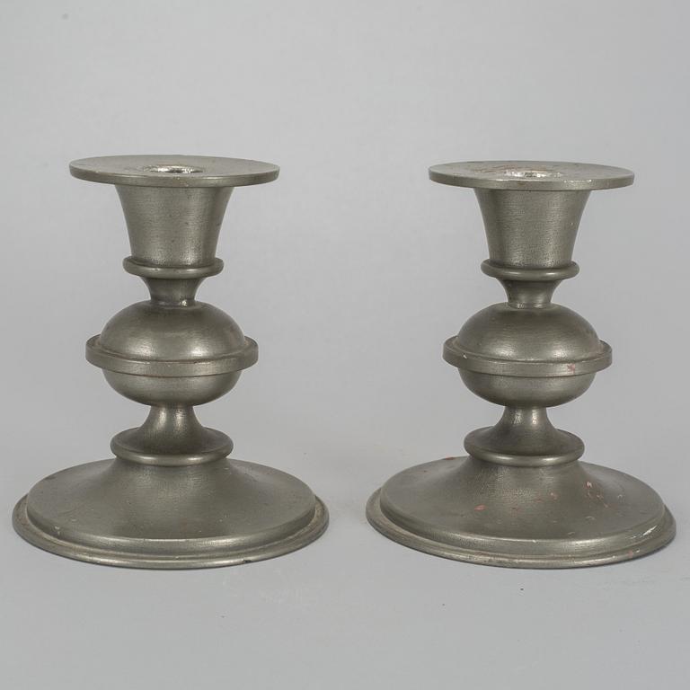 EDVIN OLLERS, a pair of peewter candlesticks, Stockholm 1950.