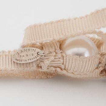 LANVIN, Paris, "Ribbon necklace" with whitw decorative pearls and silk ribbon.