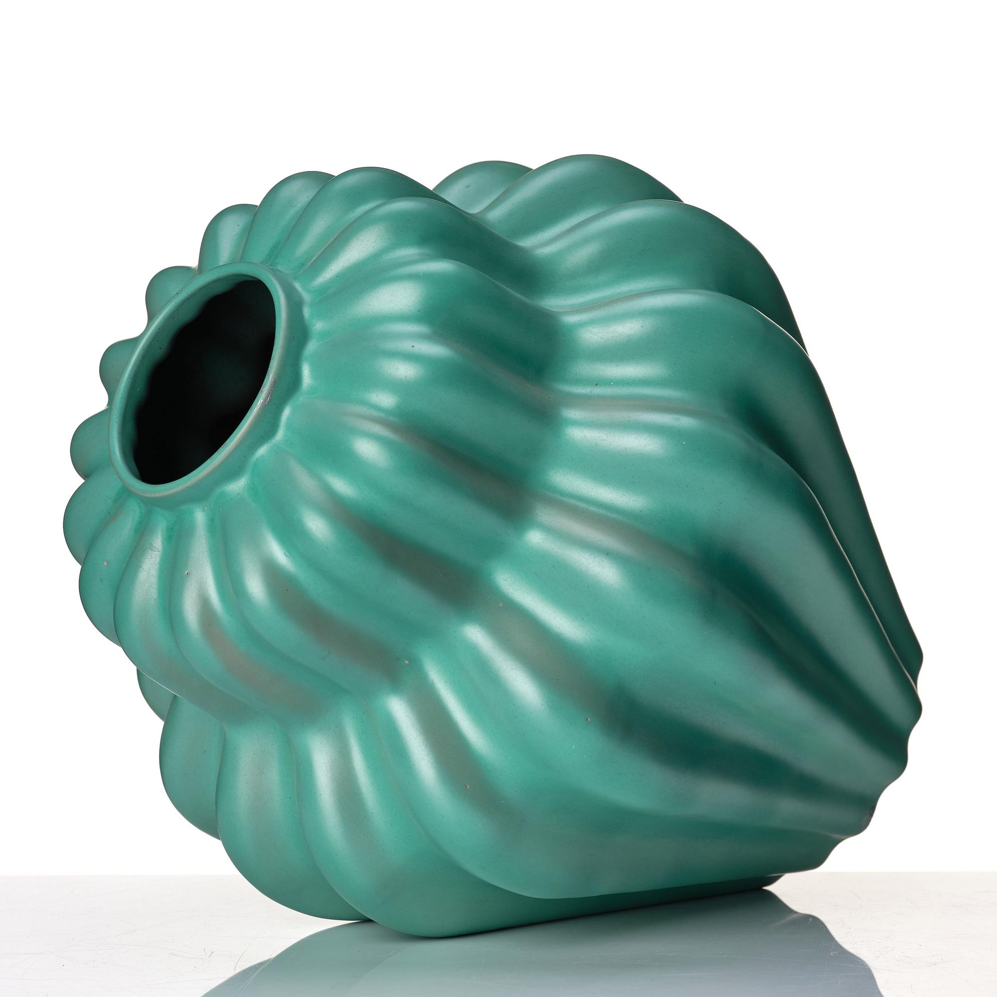 Ewald Dahlskog, two faience vases, Bo Fajans 1930's.