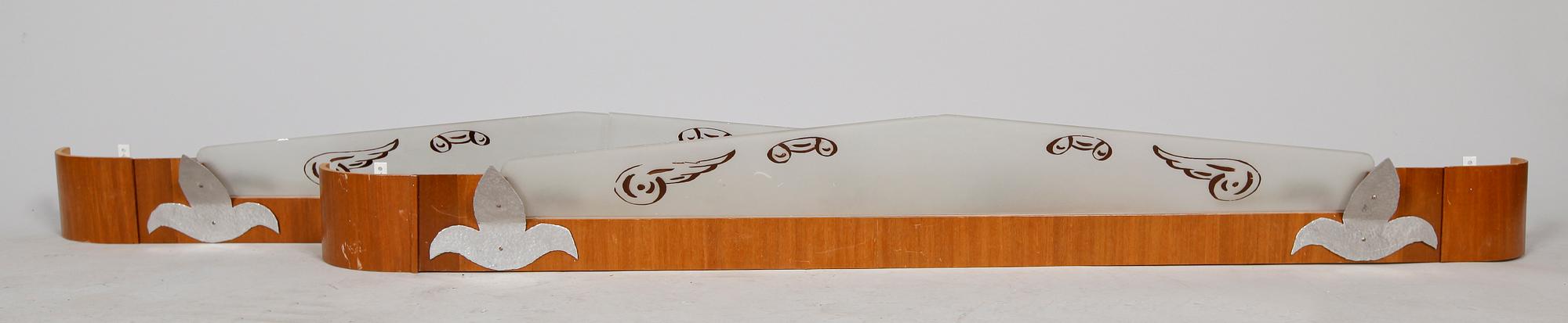 KORNISCHER, 1 par, teak och glas, 1950-tal.