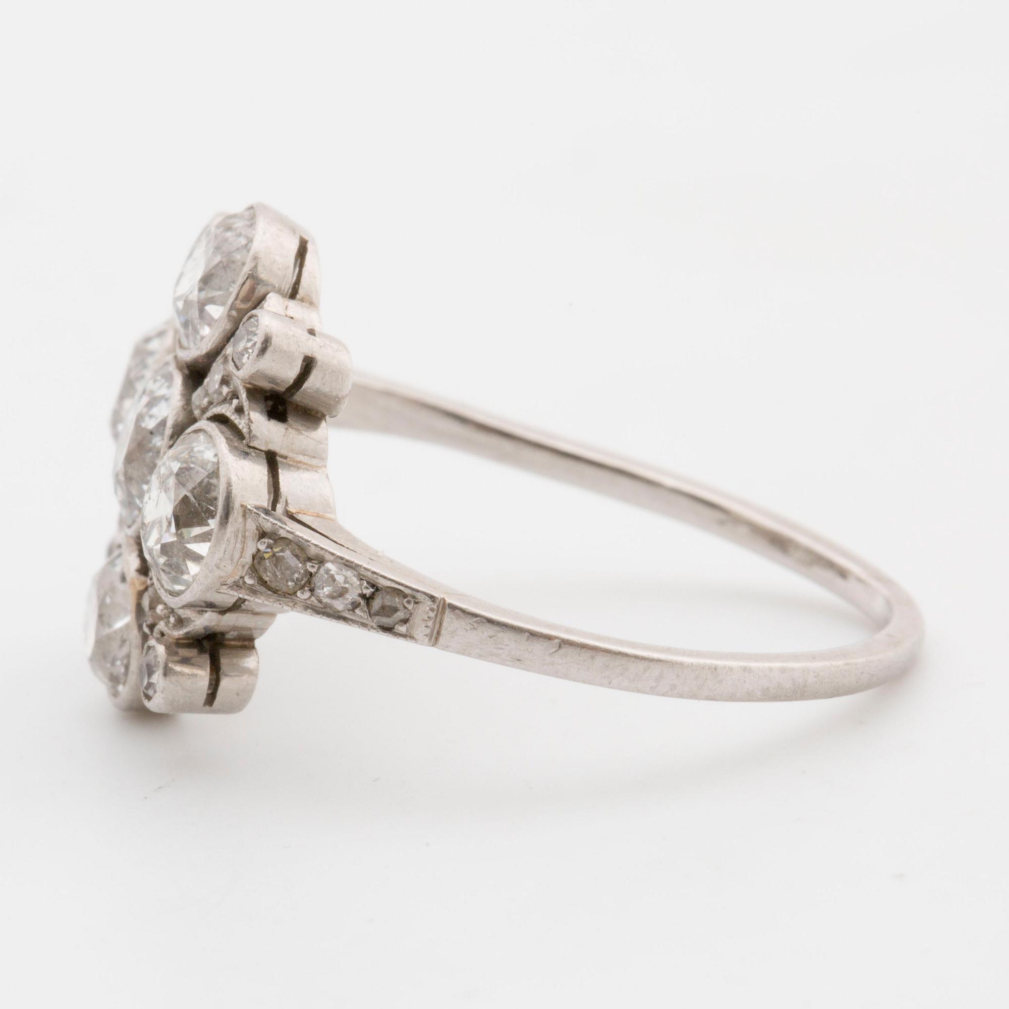 Ring with old-cut diamonds ca 1.60 cts. WA Bolin, Stockholm, 1927.