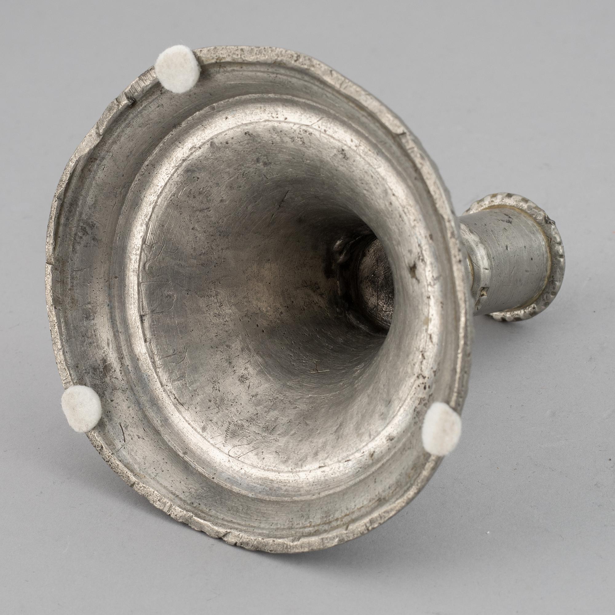 Four gustavian pewter candlestick, late 18th / early 19th century.