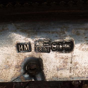 A Russian late 19th century parcel-gilt icon, unidentified maersmark, St. Petersburg 1891.