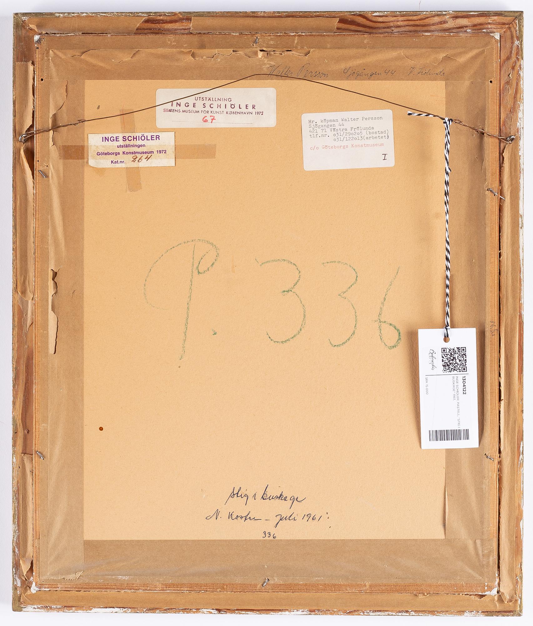 Inge Schiöler, pastell, signerad och daterad 1961.