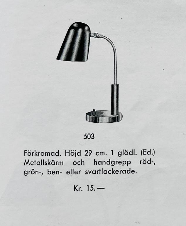 Boréns, bordslampa, modell "503", 1930-40-tal.