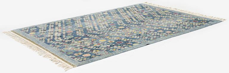 Barbro Nilsson, a carpet, 'Violetta blå', knotted pile, c. 217 x 150 cm, signed AB MMF BN.