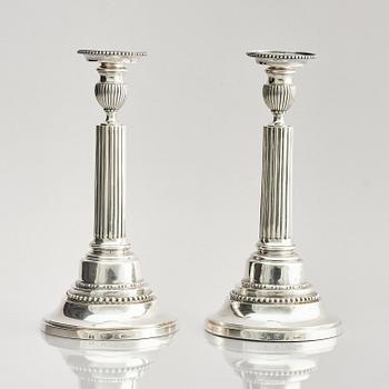 A pair of 18th century silver candlesticks, marks of Johan Ekholm, Stockholm 1788.