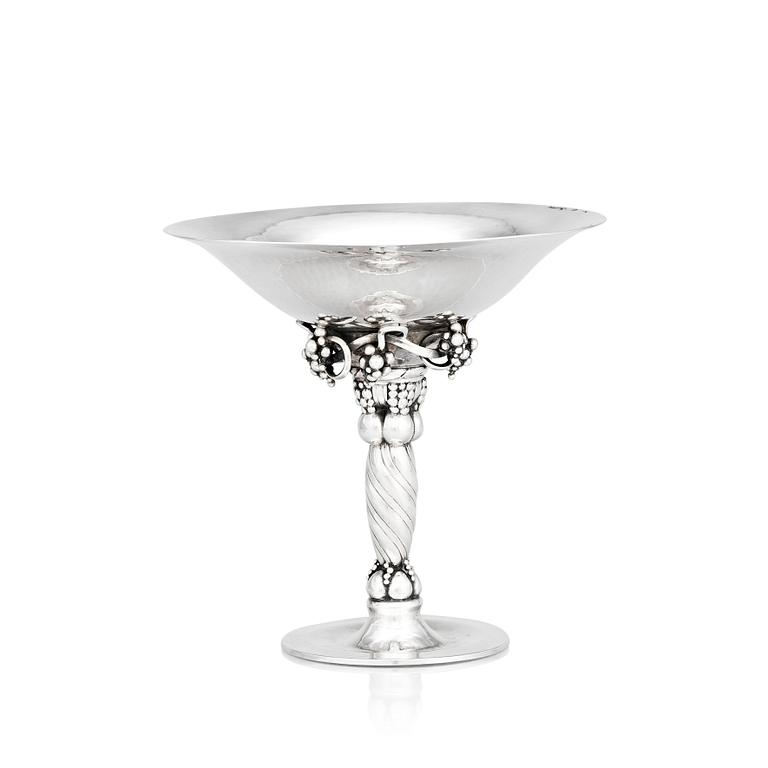 Georg Jensen, a sterling bowl on a stem, with grapes, Copenhagen 1945-77, design nr 263 A.