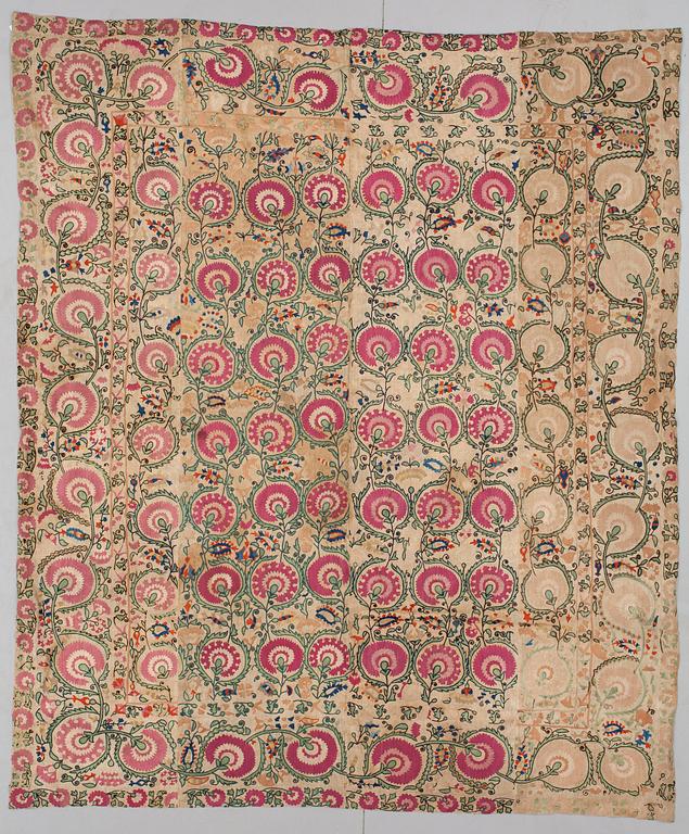 An antique Suzani embroidery from Uzbekistan, 208 x 176 cm.