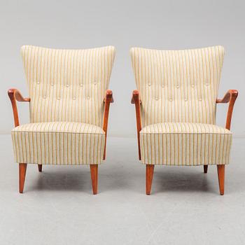 SOFFA SAMT FÅTÖLJER, ett par, 1940-/50-tal.