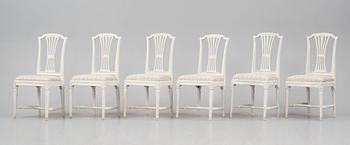 A set of twelve Gustavian chairs by J. Hammarström (master 1794-1812) and E. Ståhl (1794-1820).