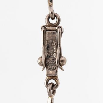 A necklace, ring and earrings, 14K gold and diamonds ca. 0.92 ct in total. Westerback, Helsinki 1964-1973.