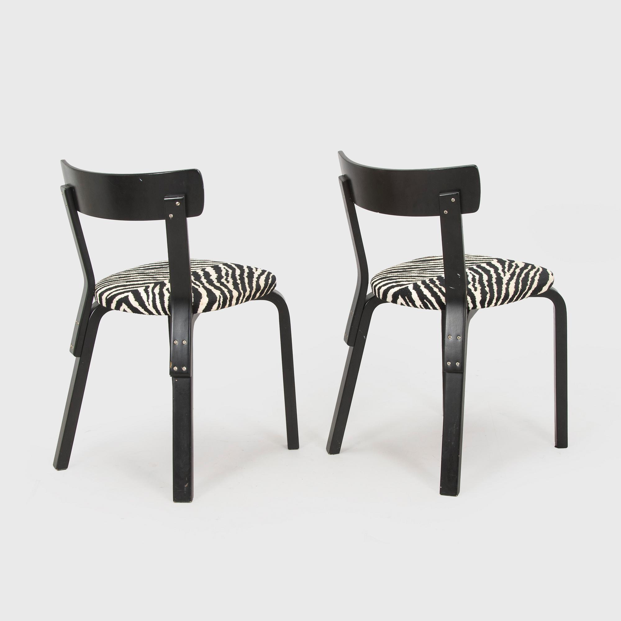 Alvar Aalto, stolar, 6 st, modell 69, Artek, 1900-tal.