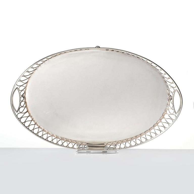 A silver plated tray, mark of company A.G. Dufva, Stockholm, Sweden 20th century.