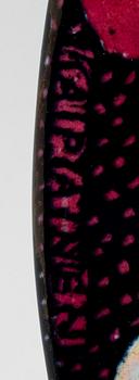 BIRGER KAIPIAINEN, A CERAMIC DISH. Butterflies and flowers. Signed Kaipiainen, Arabia. 1970s.