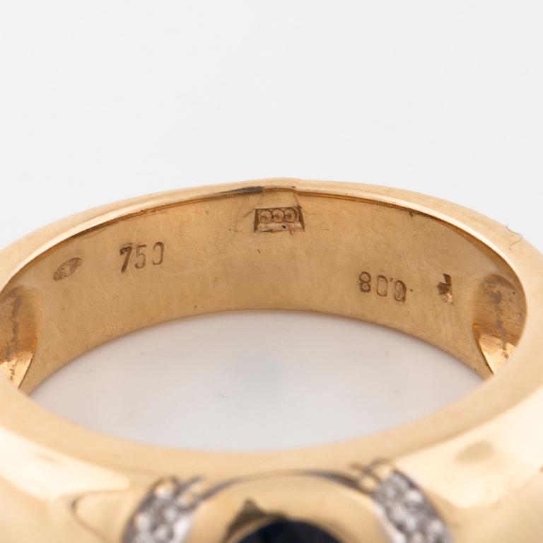 A sapphire and brilliant cut sapphire ring.