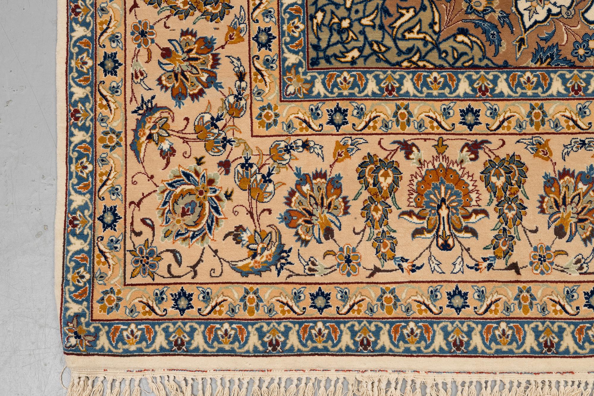 A rug, Old Esfahan, part silk, ca 242,5 x 149 cm.