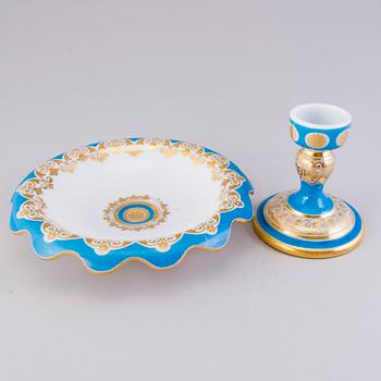 TAZZA, painted and gilt opal glass, Russian middle of the 19th century.