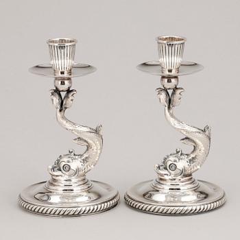 LJUSSTAKAR, ett par, silver, möjligen Tyskland, 1900-tal.