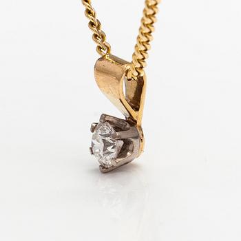 A 14K gold neckalce with a ca. 0.45 ct diamond according to engraving.