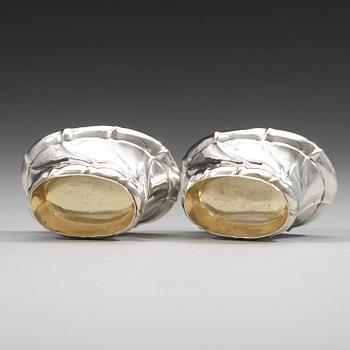 A pair of Swedish 18th century parcel-gilt salts, mark of Johan Ryberg, Uddevalla 1759.