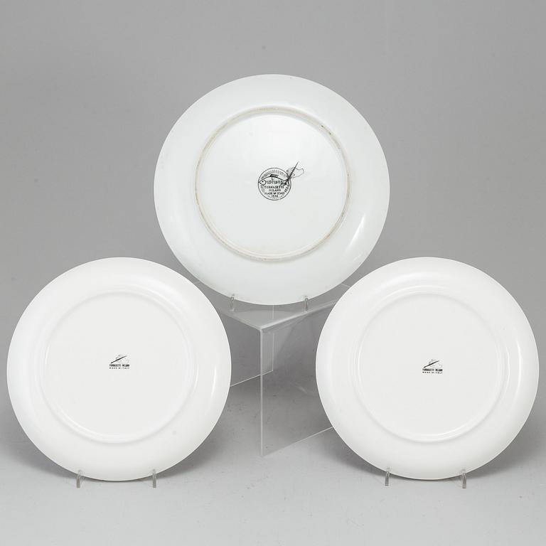 PIERO FORNASETTI, 2 "Arcimboldesca" plates + 1 "Piscibus" plate,
