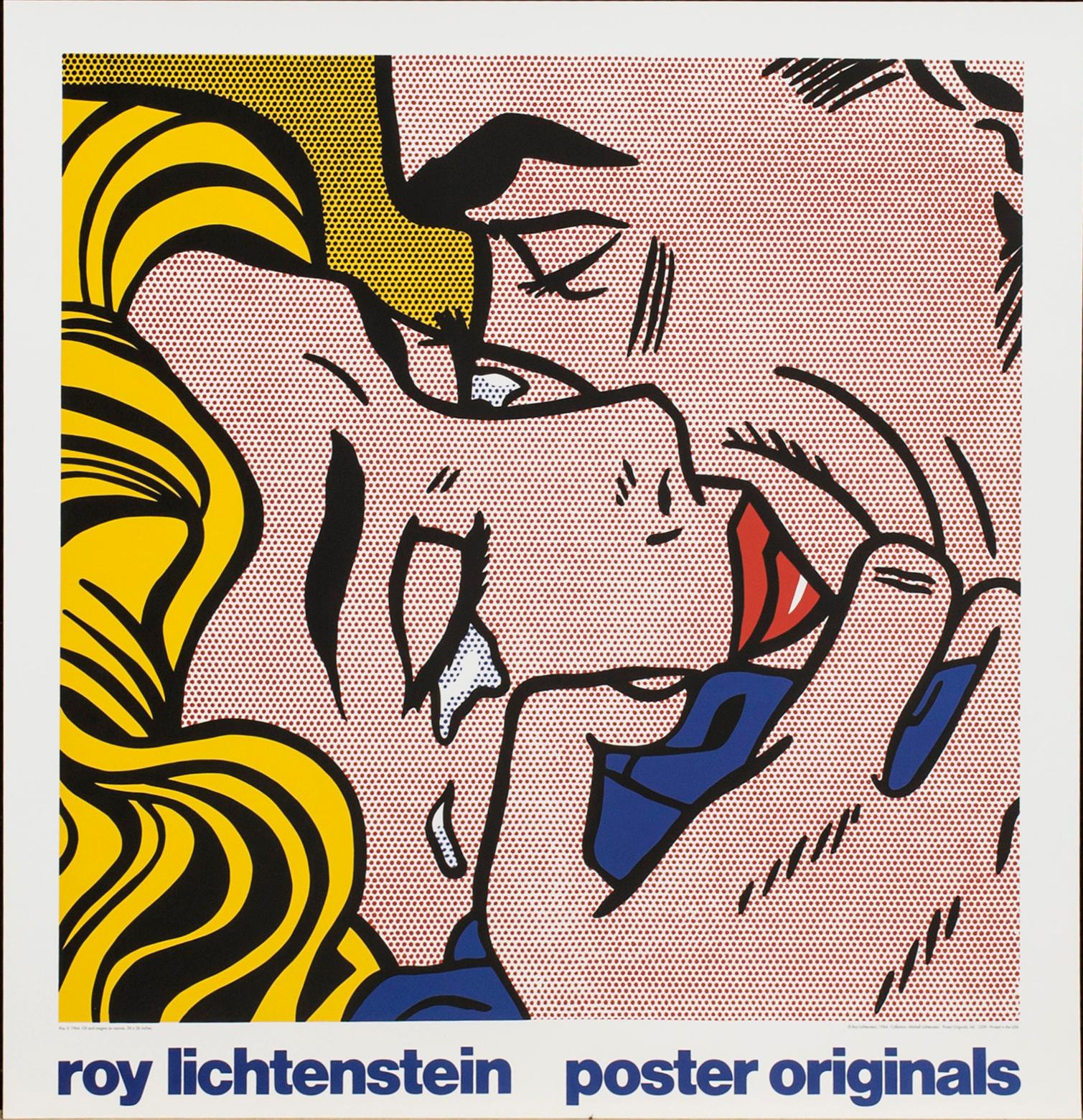 ROY LICHTENSTEIN, after, poster,  'Kiss V - 1964' 1990.