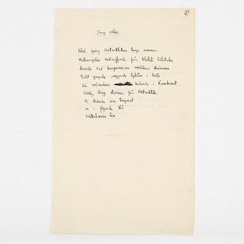 Tre diktmanuskript av Harry Martinson.