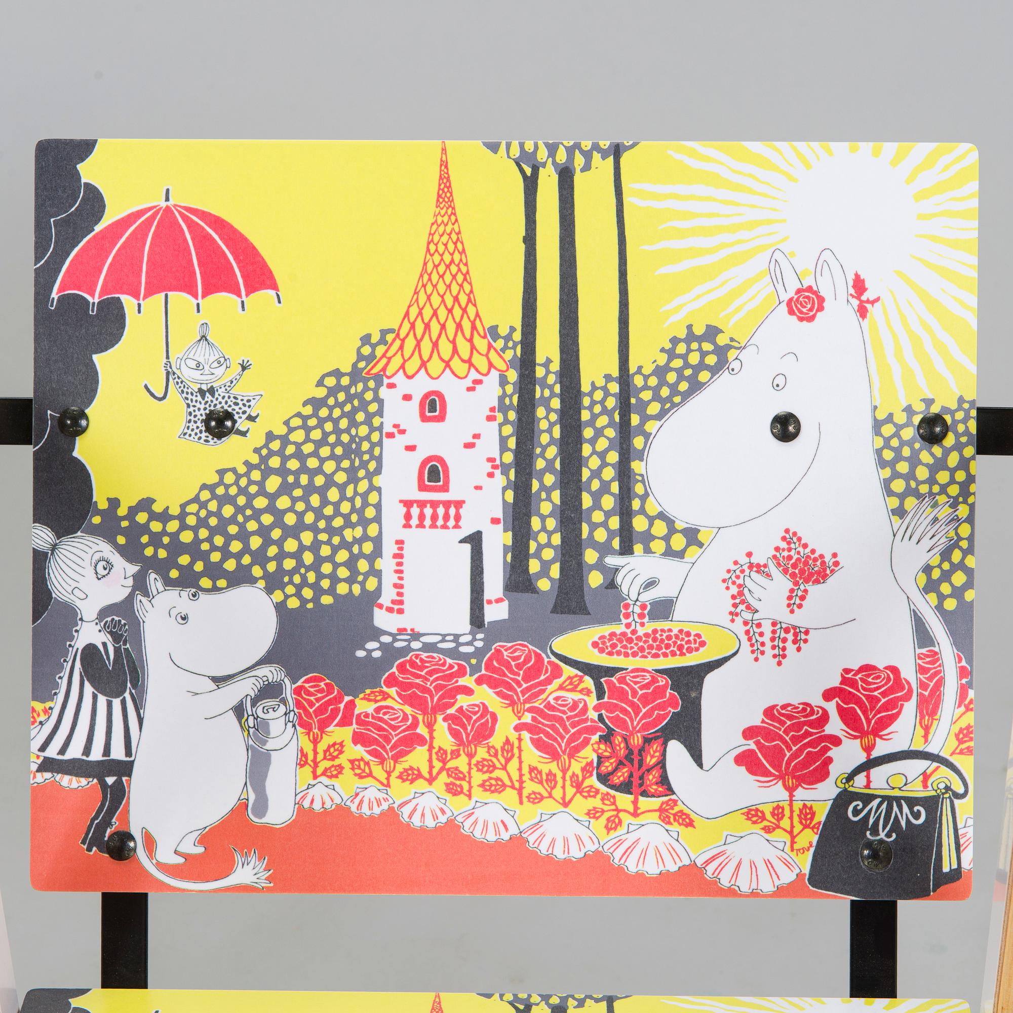 Yrjö Kukkapuro, Children's furniture, two 'Moomin S chairs'  and a table collaboration with Modeo and Moomin Characters.
