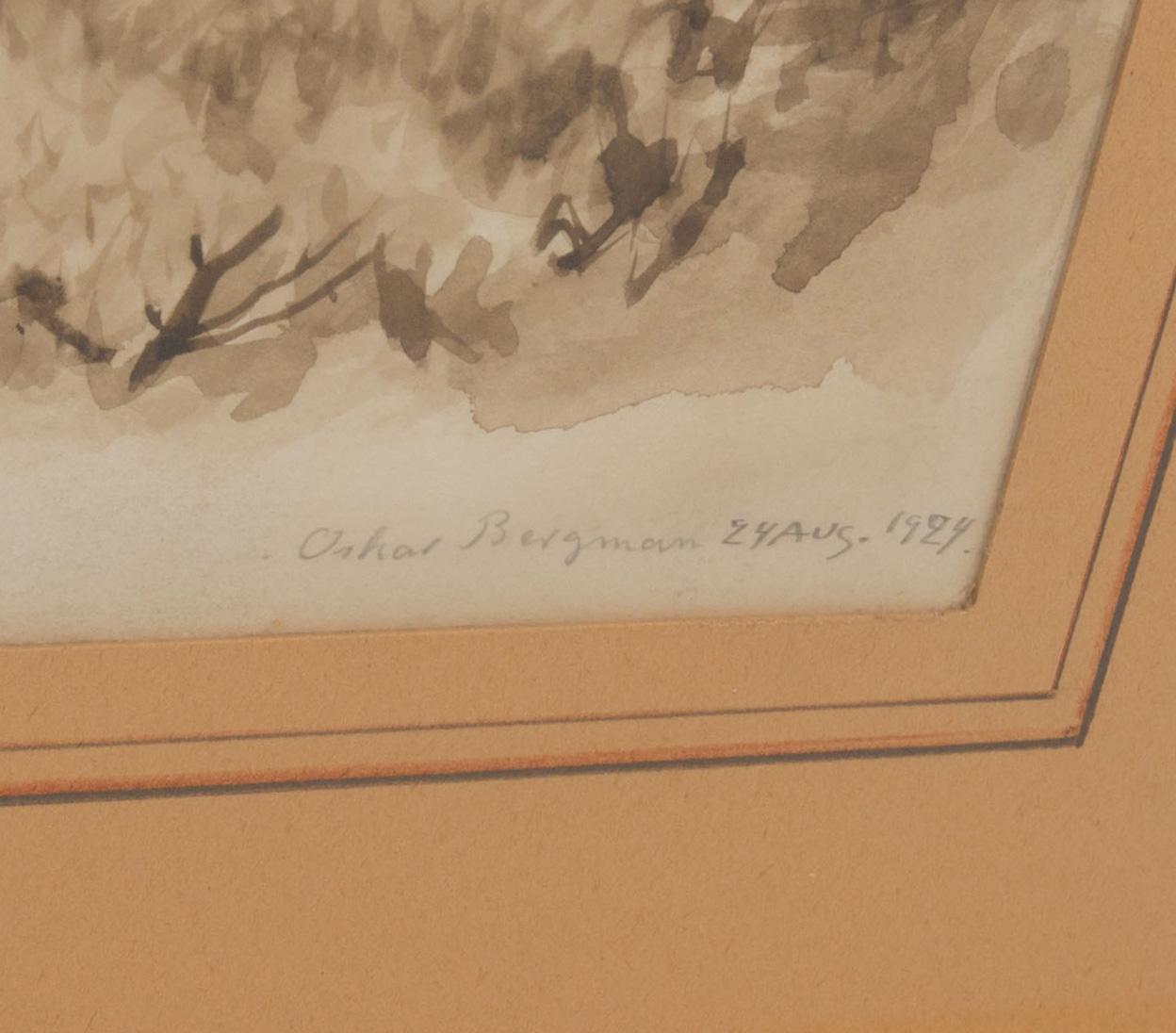 OSKAR BERGMAN, akvarell, signerad och daterad 24 augusti 1924.