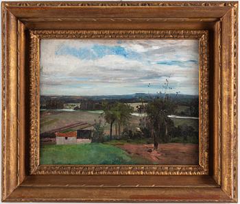 Carl Fredrik Hill, "Landskap från Bois-le-Roi" / "Landskap med träd och bondgård" (Landscape from Bois-le-Roi / Landscape with tree & farm).