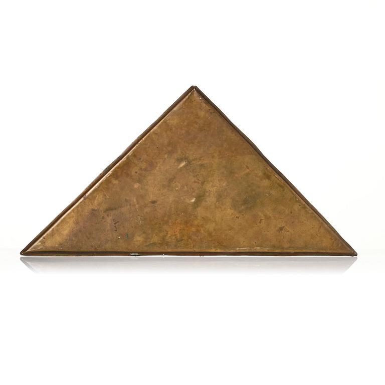 Anna Petrus, a rare pewter and brass tray, executed in her studio, Stockholm, ca. 1922–24.