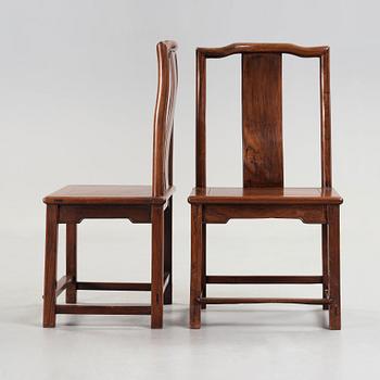 A pair of chairs, presumably Huanghuali, 17/18th Century.