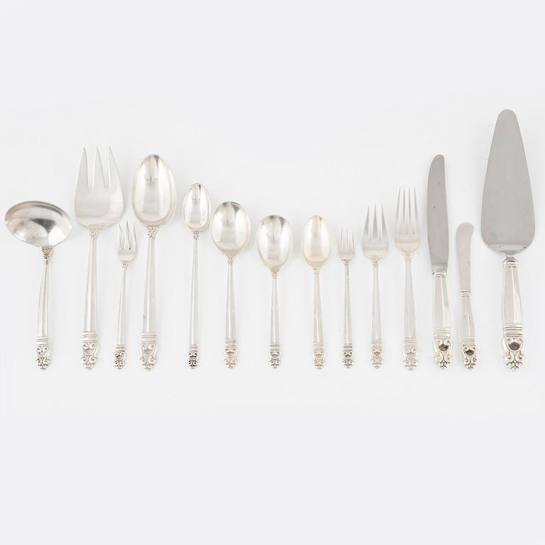 Cutlery set, "Royal Danish", sterling silver. The International Silver Company (1898–1983), Meridan, Connecticut (95 pc).