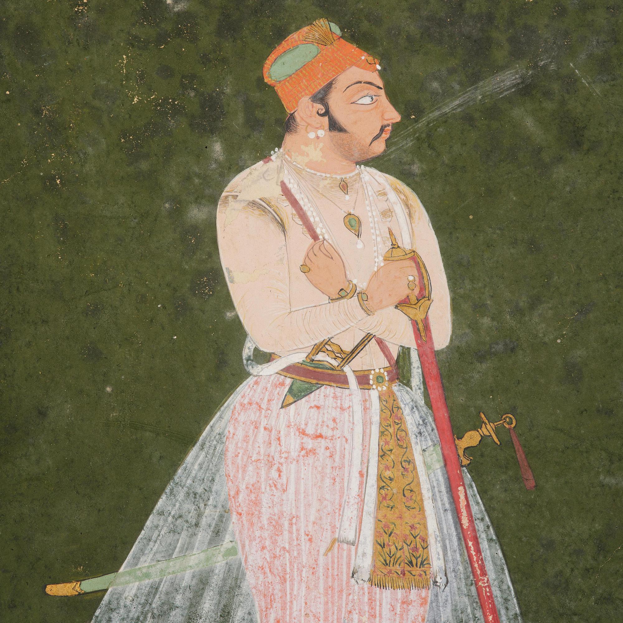 Porträtt av en Raja, Mewar, Norra Indien, sent 1700-tal.