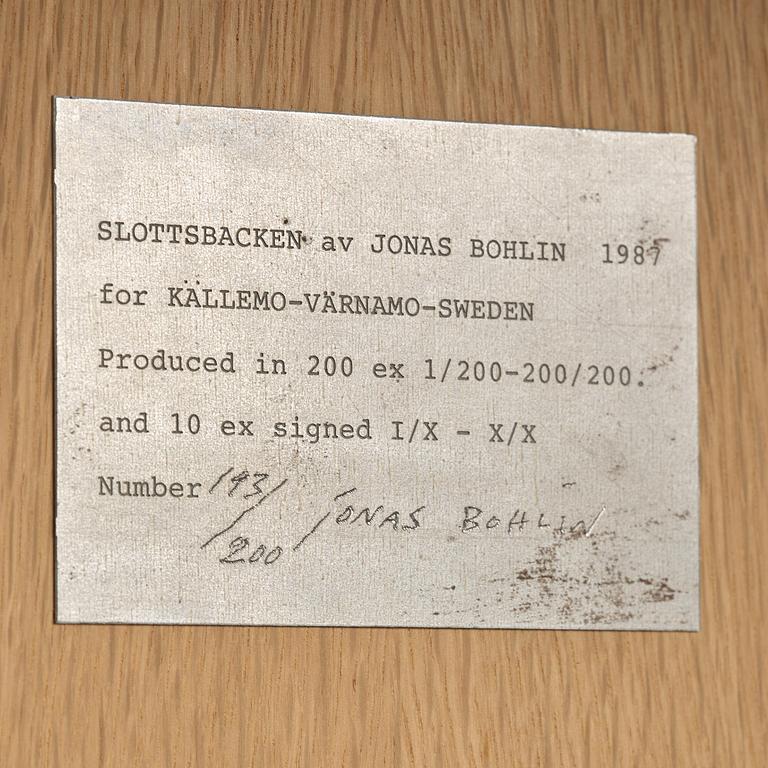 Jonas Bohlin, skåp, "Slottsbacken", ed. 193/200, Källemo, Värnamo, efter 1987.
