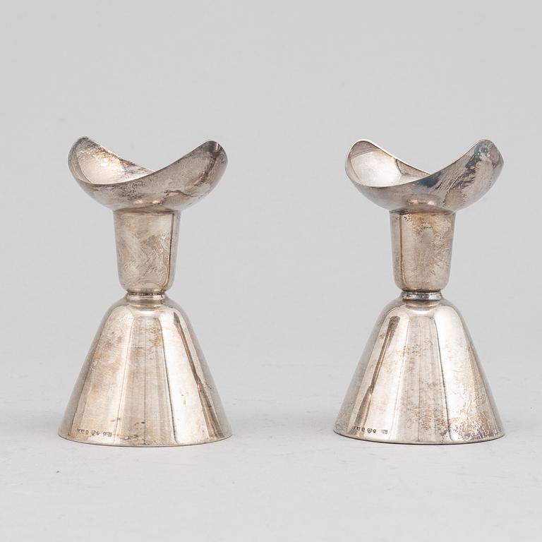 Ljusstakar, 2 par, silver, GAB, Stockholm 1965 resp Tesi, Göteborg 1974.