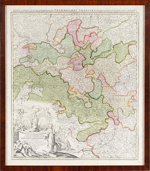 KARTA, kopparstick, "Franckischen Craisses", Joh Bapt Homan, Nürnberg ca 1720.