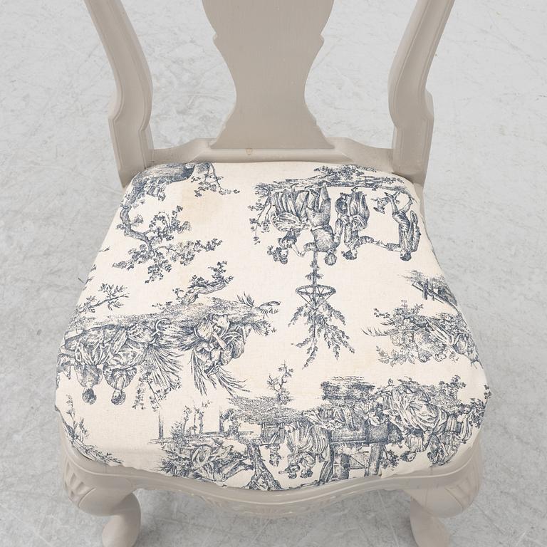 Dining table, 2 armchairs, 6 chairs, Rococo style, 20th century.