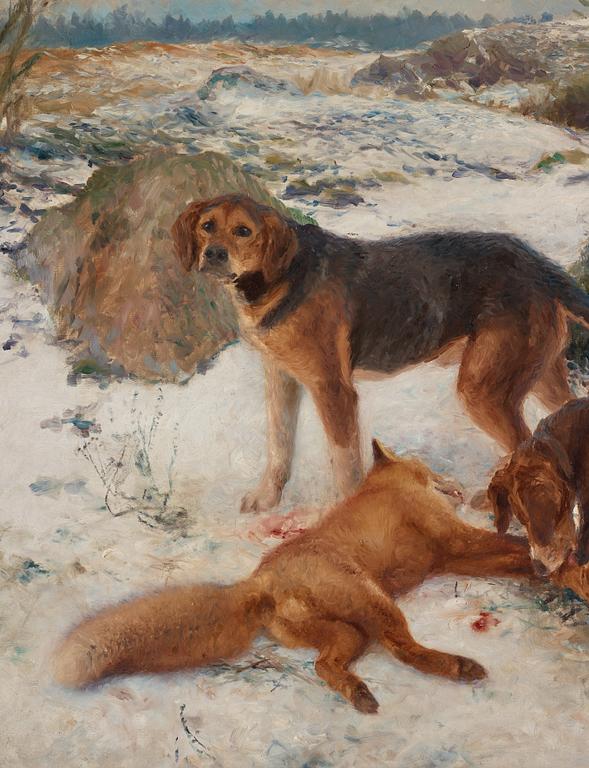 Bruno Liljefors, Beagles at the fox hunt.