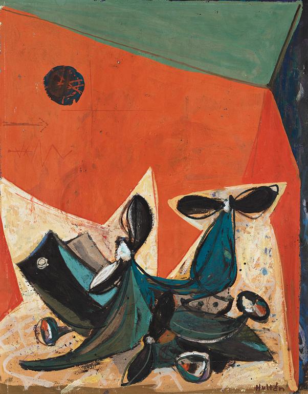 CO Hultén, gouache on cardboard, signed and executed 1942.