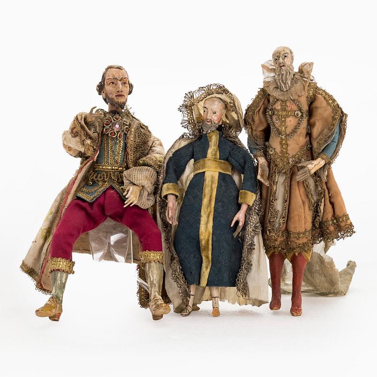 Dolls, 3 pcs, possibly Italy 18th/19th century.