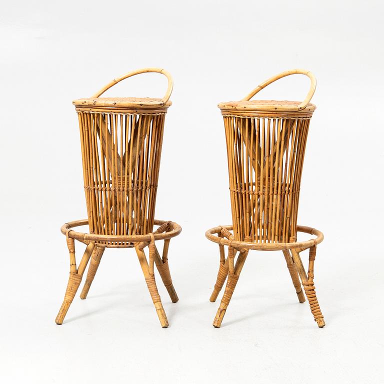 Bar stools, a pair, Colonial style, 20th century.