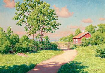 94. Johan Krouthén, Landscape with a red cottage.